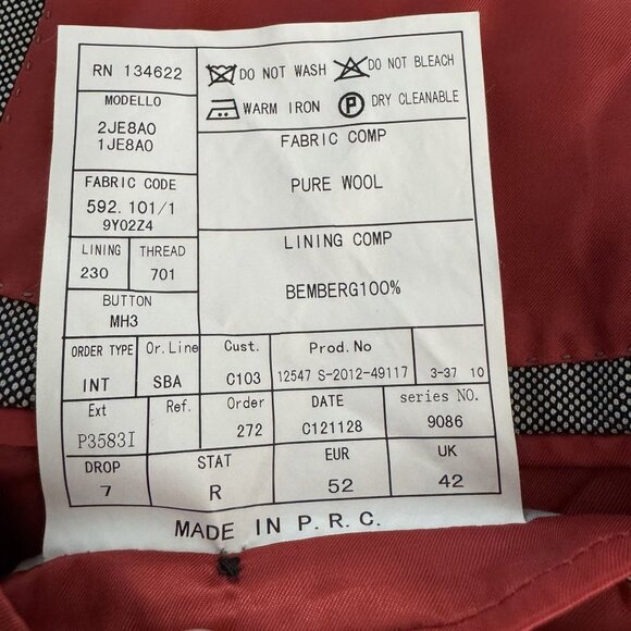 SUIT SUPPLY Mens wool Sport Coat Jacket Blazer size 42 R 42R (Italian 52R) - Picture 8 of 9